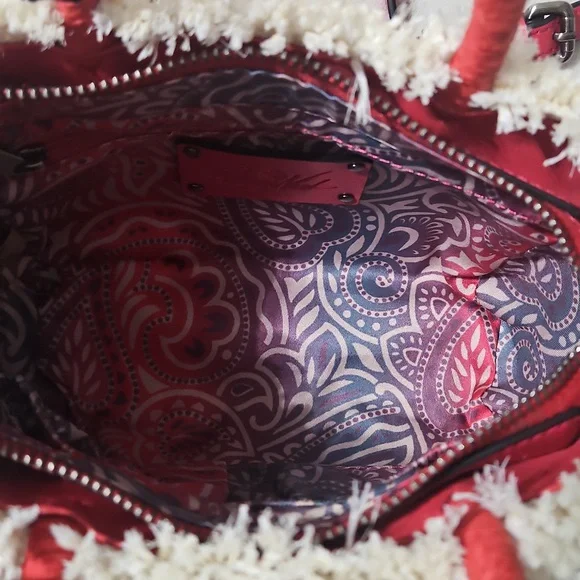 Patricia Nash Small Woven Striped Greek Isles Tote/Crossbody: Natural/Blue/Red - Picture 12 of 13